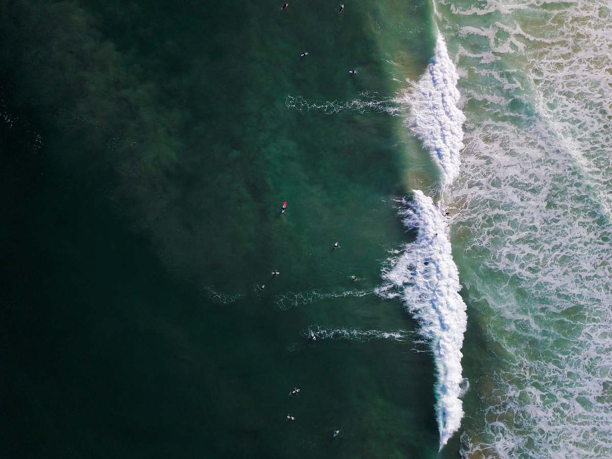 ocean aerial photography of ocean wave surf